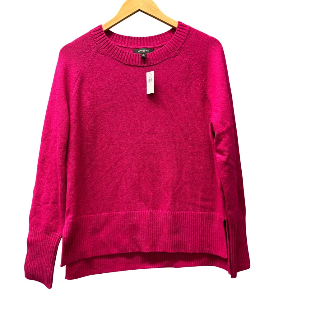 Banana Republic Sweater Womens Large Crewneck Fuchsia Pink‎ Pullover COMFY NEW